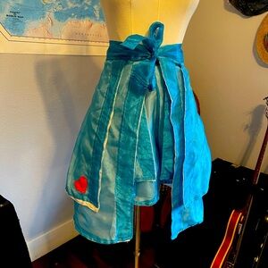 Vintage Blue Wrap Skirt with Heart Detail hand made in Texas